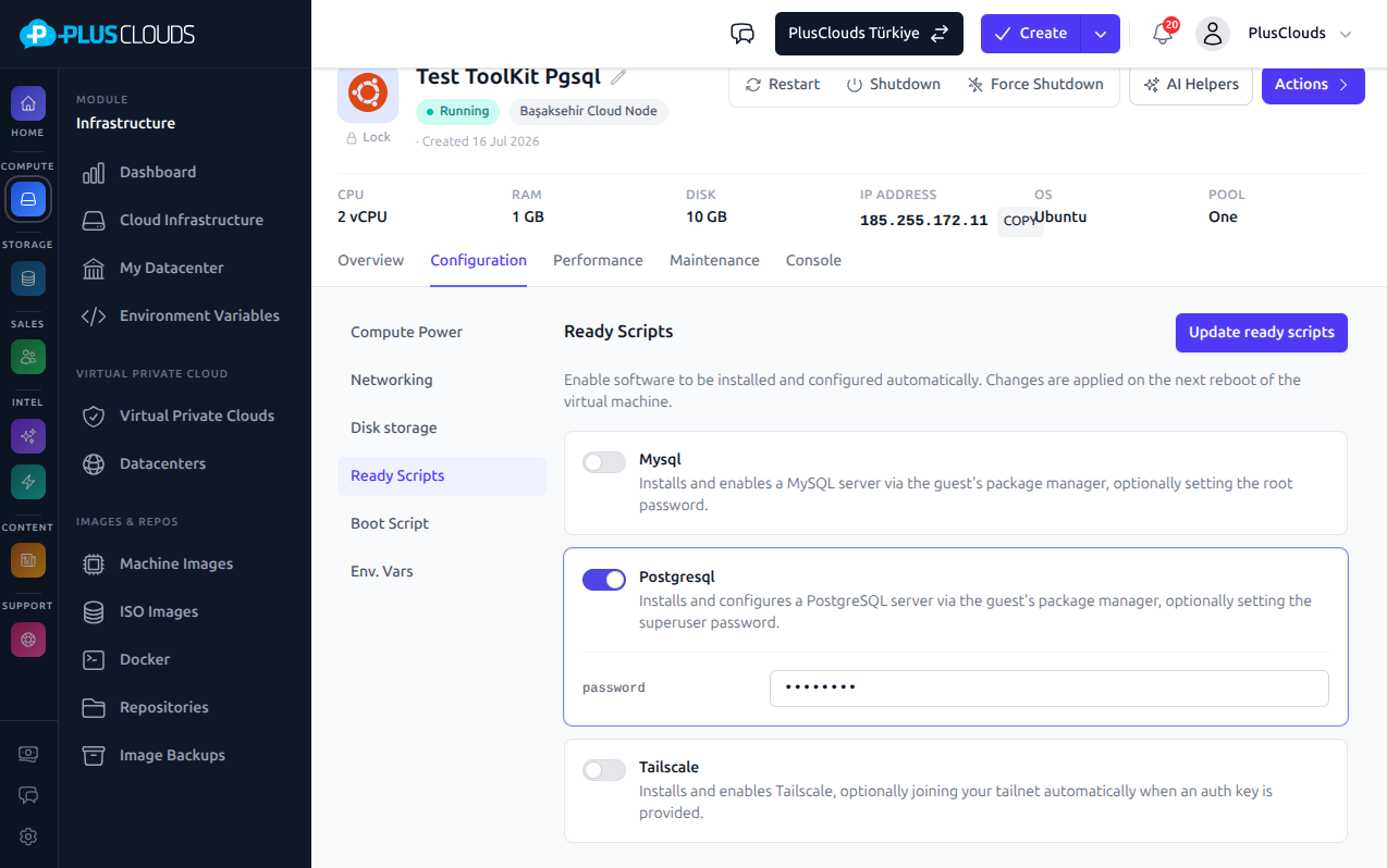 Service Roles panel