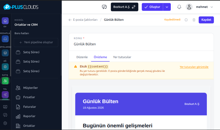 Gönderim öncesi e-posta önizlemesi